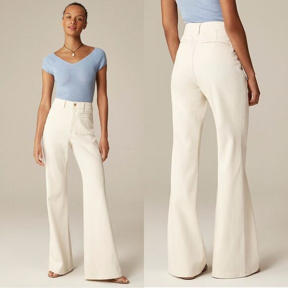 NWT J CREW Petite high-rise flare jean in Ecru Wash - Picture 1 of 10